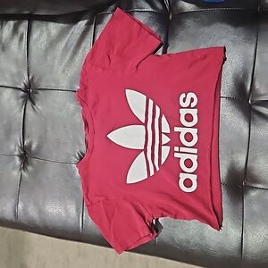 Maroon Adidas crop top tee